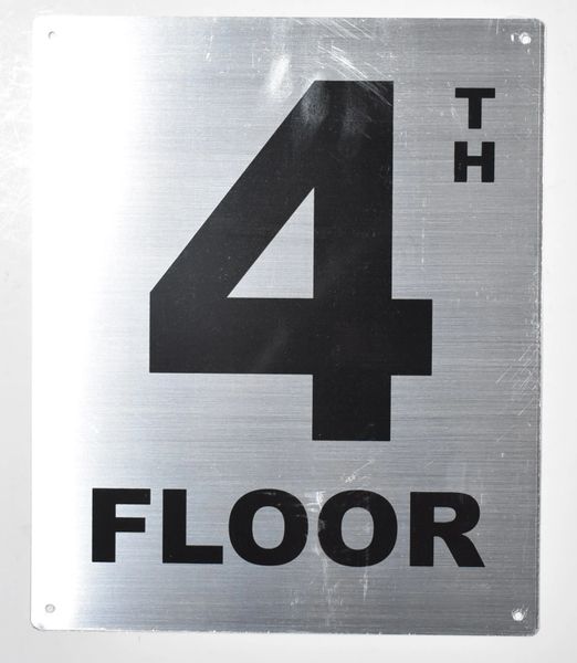 4TH FLOOR SIGN- SILVER (ALUMINUM SIGNS 12X10)- Monte Rosa Line