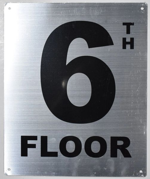 6TH FLOOR SIGN- SILVER (ALUMINUM SIGNS 12X10)- Monte Rosa Line