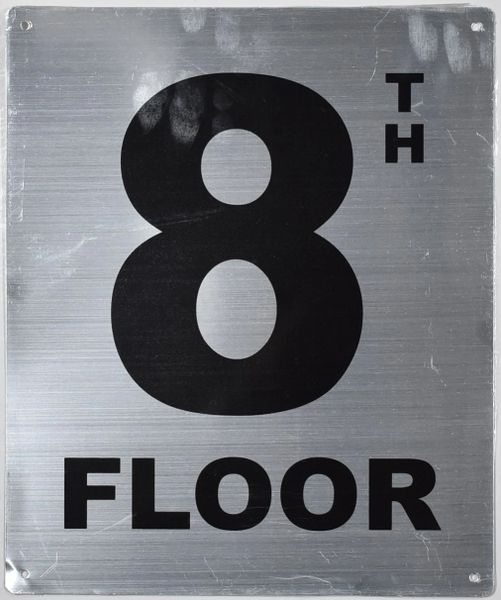 8th FLOOR SIGN- SILVER (ALUMINUM SIGNS 12X10)- Monte Rosa Line
