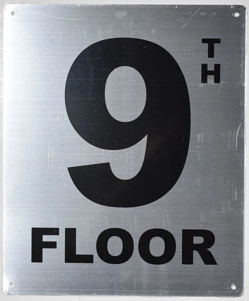 9TH FLOOR SIGN- SILVER (ALUMINUM SIGNS 12X10)- Monte Rosa Line
