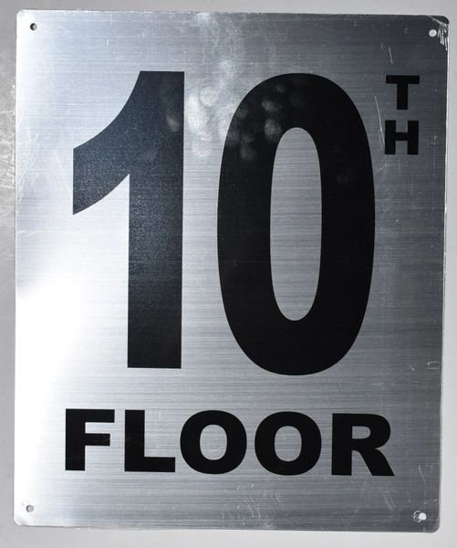 10TH FLOOR SIGN- SILVER (ALUMINUM SIGNS 12X10)- Monte Rosa Line