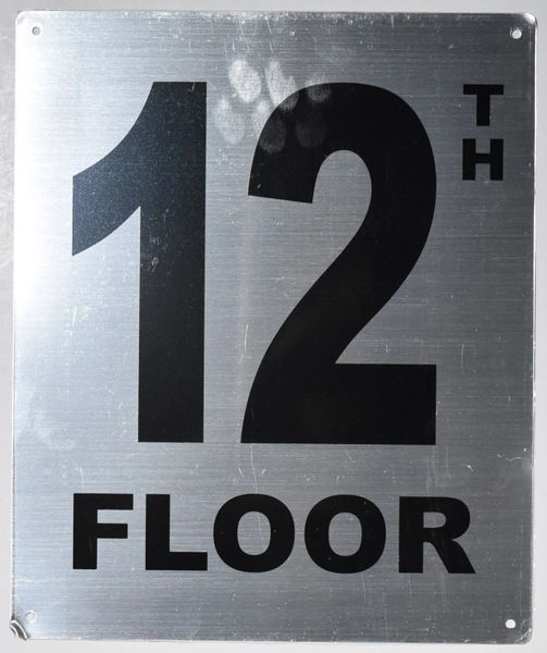 12TH FLOOR SIGN- SILVER (ALUMINUM SIGNS 12X10)- Monte Rosa Line