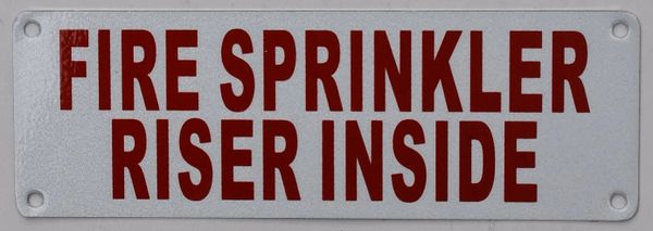 FIRE SPRINKLER RISER INSIDE SIGN (ALUMINUM SIGNS 2X6)