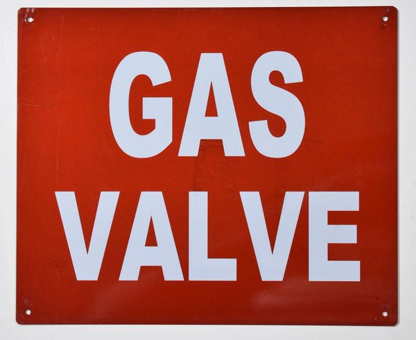 GAS VALVE SIGN (ALUMINUM SIGNS 10X12)