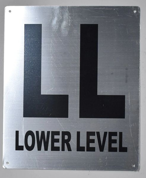 FLOOR NUMBER SIGN - LOWER LEVEL SIGN - BRUSHED ALUMINUM (ALUMINUM SIGNS 12X10)- Monte Rosa Line