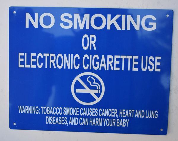 NYC Smoke free Act Sign "No Smoking or Electric cigarette Use" - WITH WARNING( 8.5x11, BLUE)