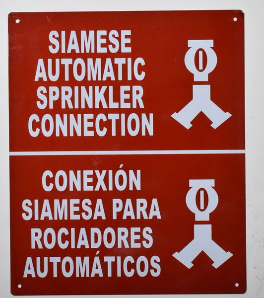 SIAMESE AUTOMATIC SPRINKLER CONNECTION SIGN- REFLECTIVE !!! (ALUMINUM SIGNS 12X10)