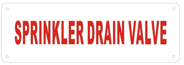 SPRINKLER DRAIN VALVE SIGN- Reflective !!! - WHITE ALUMINUM BACKGROUND (ALUMINUM SIGNS 2X6)