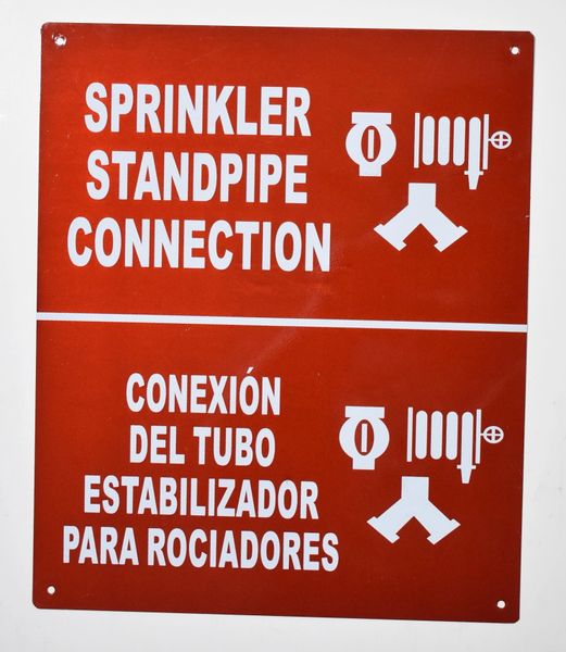 SPRINKLER STANDPIPE CONNECTION SIGN- REFLECTIVE !!! (ALUMINUM SIGNS 10X12)