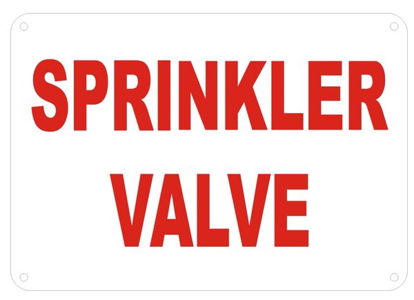 SPRINKLER VALVE ROOM SIGN- REFLECTIVE !!!- RED BACKGROUND (ALUMINUM SIGNS 3X6)