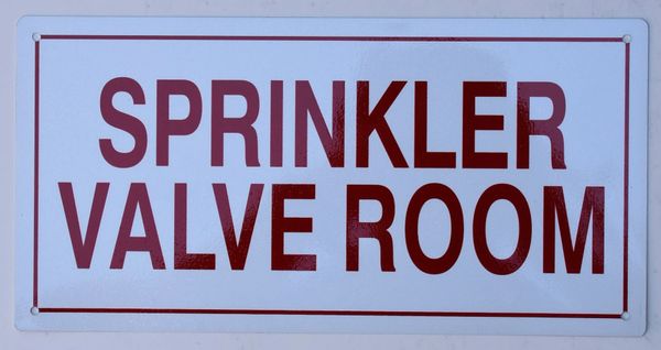 SPRINKLER VALVE ROOM SIGN- REFLECTIVE !!!- WHITE ALUMINUM BACKGROUND (ALUMINUM SIGNS 6X12)