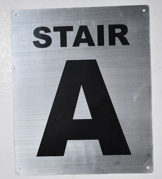 FLOOR NUMBER SIGN - STAIR A SIGN - SILVER (ALUMINUM SIGNS 12X10)- Monte Rosa Line