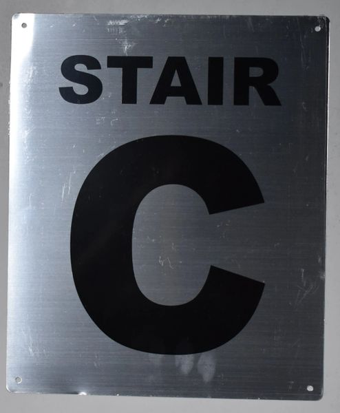 FLOOR NUMBER SIGN - STAIR C SIGN -(White, Rust Free Aluminium 10X12)- Monte Rosa Line