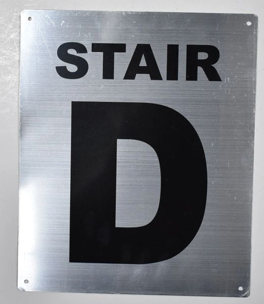 FLOOR NUMBER SIGN - STAIR D SIGN - WHITE (White, Rust Free Aluminium 10X12)- Monte Rosa Line