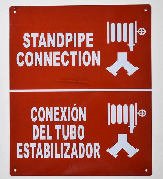 STANDPIPE CONNECTION SIGN- REFLECTIVE !!! (ALUMINUM SIGNS 12X10)