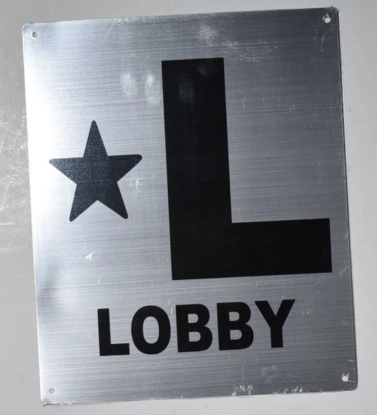FLOOR NUMBER SIGN - STAR L LOBBY SIGN - BRUSHED ALUMINUM BACKGROUND (ALUMINUM SIGNS 12X10)- Monte Rosa Line