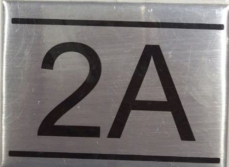 APARTMENT NUMBER SIGN - 2A -BRUSHED ALUMINUM