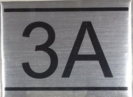APARTMENT NUMBER SIGN - 3A -BRUSHED ALUMINUM