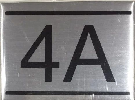 APARTMENT NUMBER SIGN - 4A -BRUSHED ALUMINUM