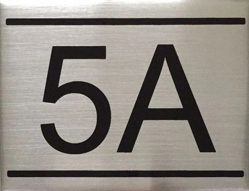 APARTMENT NUMBER SIGN - 5A -BRUSHED ALUMINUM