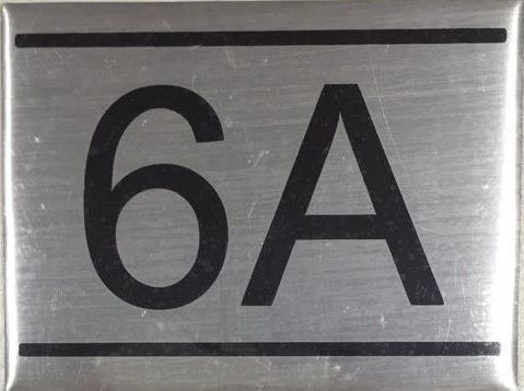 APARTMENT NUMBER SIGN - 6A -BRUSHED ALUMINUM