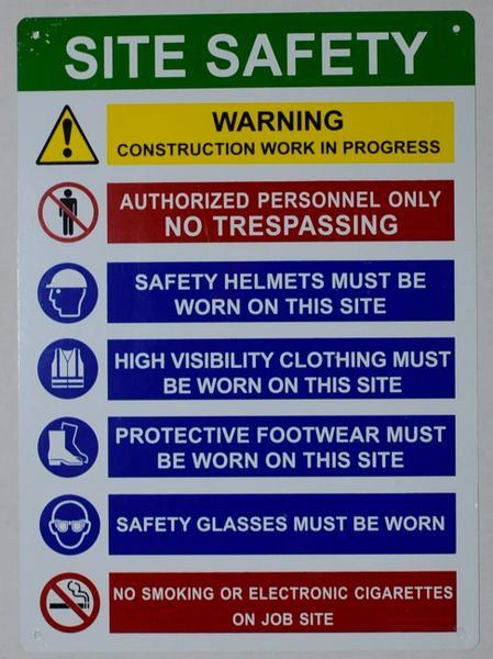 SITE SAFETY RULES SIGN (ALUMINUM SIGNS 14X10)