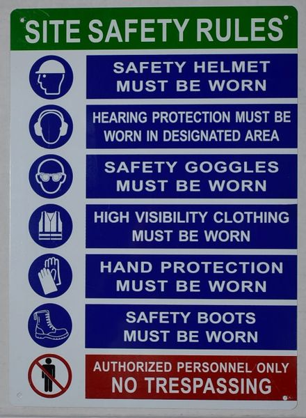 SITE SAFETY RULES SIGN (ALUMINUM SIGNS 14X10)