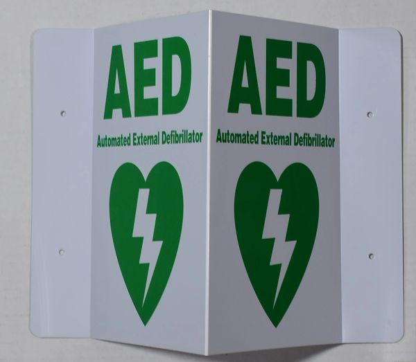 3D AED AUTOMATED EXTERNAL DEFIBRILLATOR SIGN (3D projection signs 5.5X9)- Les Deux cotes line