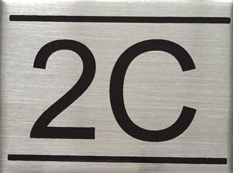 APARTMENT NUMBER SIGN – 2C- BRUSHED ALUMINUM