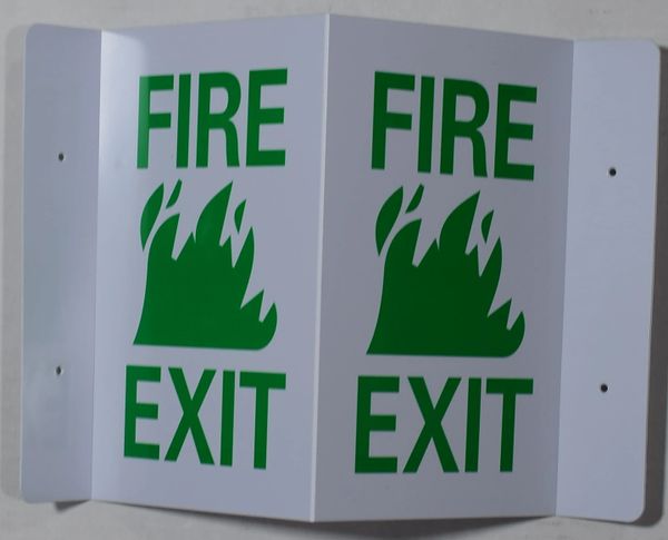 3D FIRE EXIT SIGN (3D projection signs 5.5X9)- Les Deux cotes line