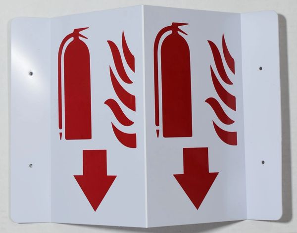 3D FIRE EXTINGUISHER SIGN (3D projection signs 5.5X9)- Les Deux cotes line