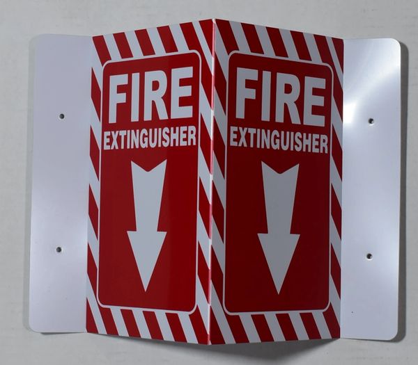 3D FIRE EXTINGUISHER SIGN- RED (3D projection signs 5.5X9)- Les Deux cotes line