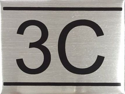 APARTMENT NUMBER SIGN – 3C- BRUSHED ALUMINUM