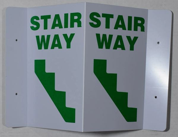 3D STAIRWAY SIGN- GREEN LETTERS (3D projection signs 5.5X9)- Les Deux cotes line