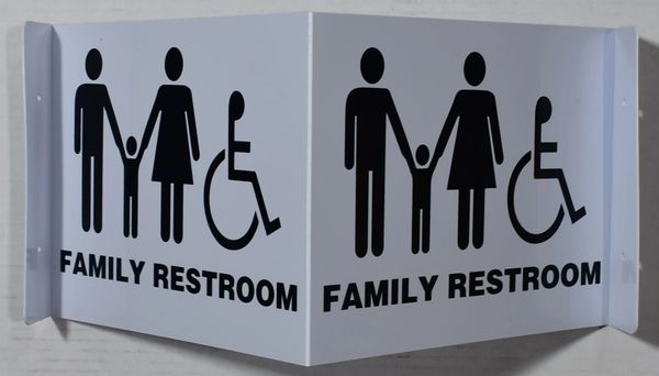 FAMILY RESTROOM SIGN (3D projection signs 9X7)- Les Deux cotes line