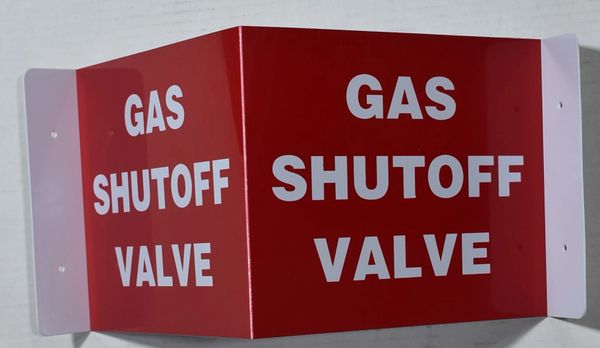 3D GAS SHUTOFF VALVE SIGN (3D projection signs 9X7)- Les Deux cotes line