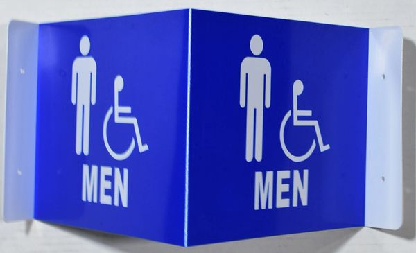 3D MEN ACCESSIBLE RESTROOM SIGN (3D projection signs 9X7)- Les Deux cotes line