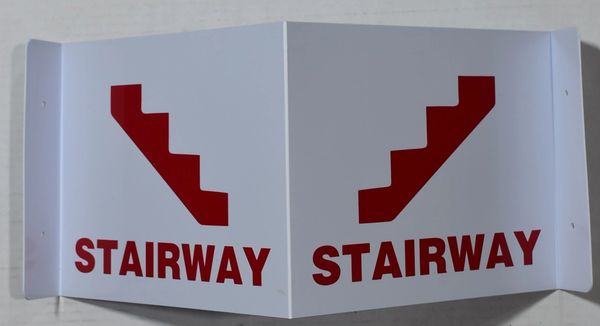 3D STAIRWAY SIGN- RED LETTERS (3D projection signs 9X7)- Les Deux cotes line