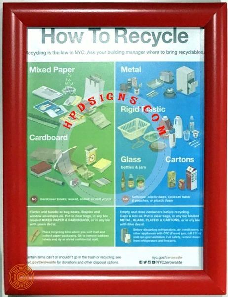 NYC How to recycle frame (red, frame 8.5x11, Front load)