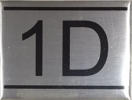 APARTMENT NUMBER SIGN – 1D- BRUSHED ALUMINUM