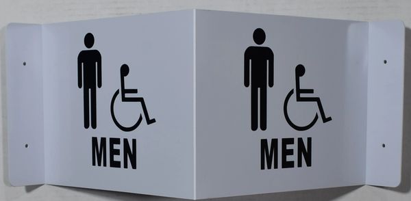 3D MEN ACCESSIBLE RESTROOM SIGN (3D projection signs 9X5.5)- Les Deux cotes line