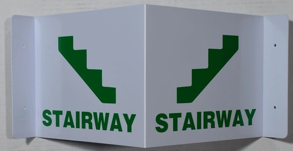 3D STAIRWAY SIGN- GREEN LETTERS (3D projection signs 7X9)- Les Deux cotes line