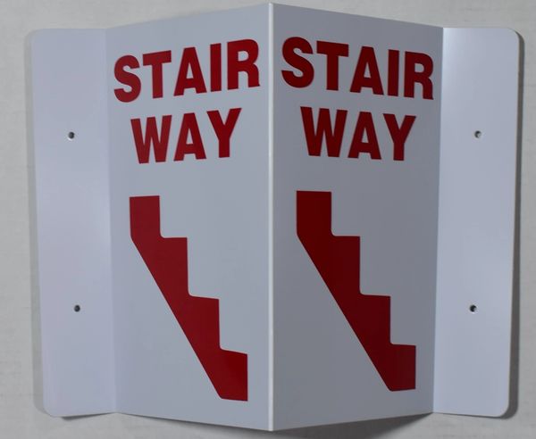 3D STAIRWAY SIGN- RED LETTERS (3D projection signs 5.5X9)- Les Deux cotes line