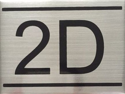 APARTMENT NUMBER SIGN – 2D- BRUSHED ALUMINUM