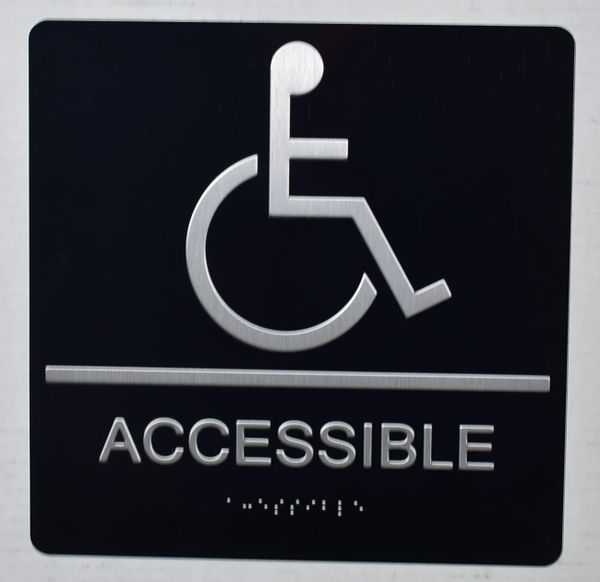 ACCESSIBLE SIGN - BLACK- BRAILLE (ALUMINUM SIGNS 9X9)- The Sensation Line- Tactile Touch Braille Sign