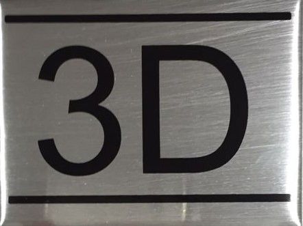 APARTMENT NUMBER SIGN – 3D- BRUSHED ALUMINUM