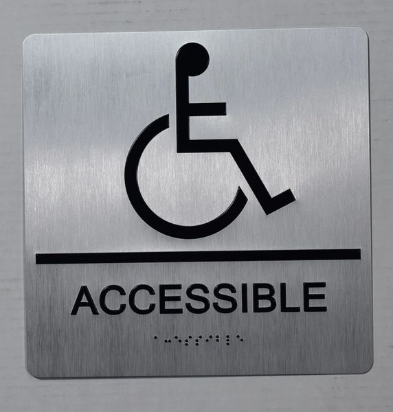 ACCESSIBLE SIGN - SILVER- BRAILLE (ALUMINUM SIGNS 9X9)- The Sensation Line- Tactile Touch Braille Sign