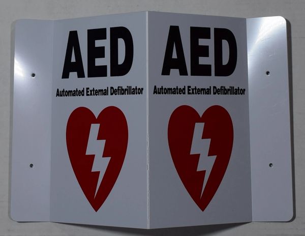 AUTOMATED EXTERNAL DEFIBRILLATOR SIGN (3D projection signs 5.5X9)- Les Deux cotes line