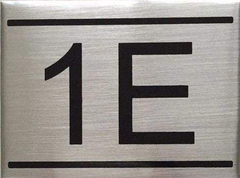 APARTMENT NUMBER SIGN – 1E- BRUSHED ALUMINUM