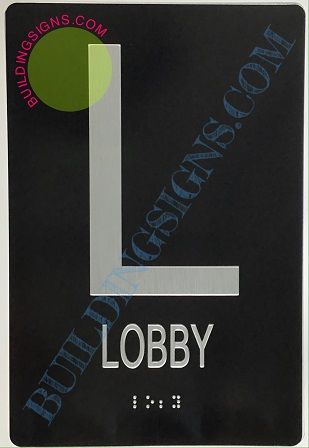 LOBBY SIGN- BRAILLE (ALUMINUM SIGNS 9X6)- The Sensation Line- Tactile Touch Braille Sign
